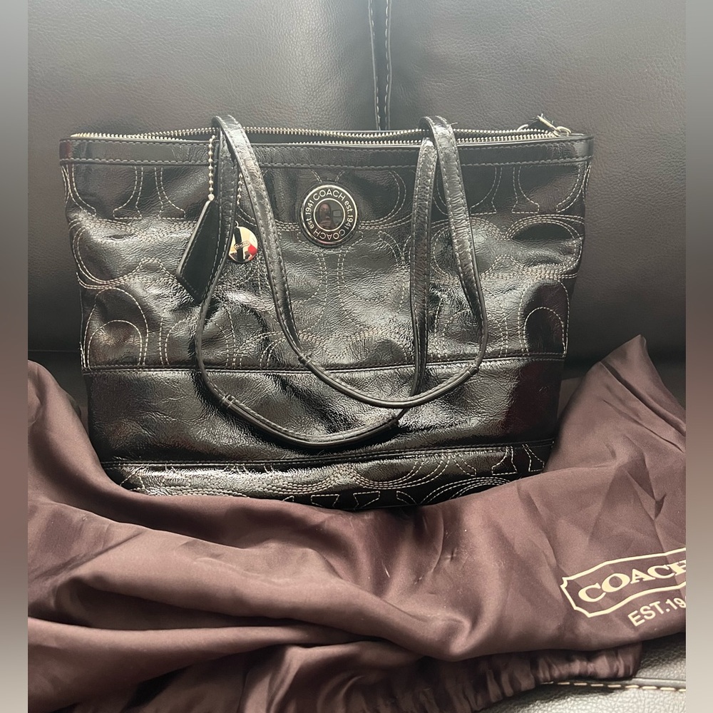 Coach Black Vinyl Shoulder Bag